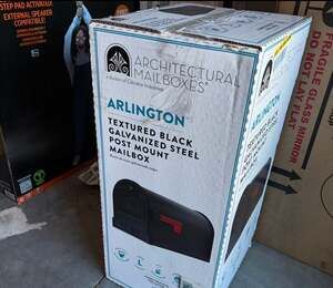 Architectural Mailboxes Arlington Textured Black Larg Steel Post Mount Mailbox